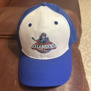 NWOT BWM GLOBAL HEADWEAR MENS BRIGEPORT  ISLANDERS HATS COLOR BLUE AND WHITE